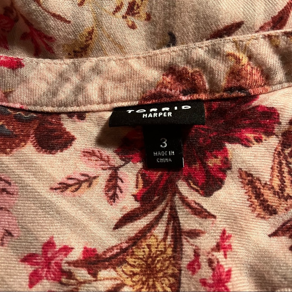 Torrid Floral Print Tunic Top-pink and brown - Picture 9 of 12